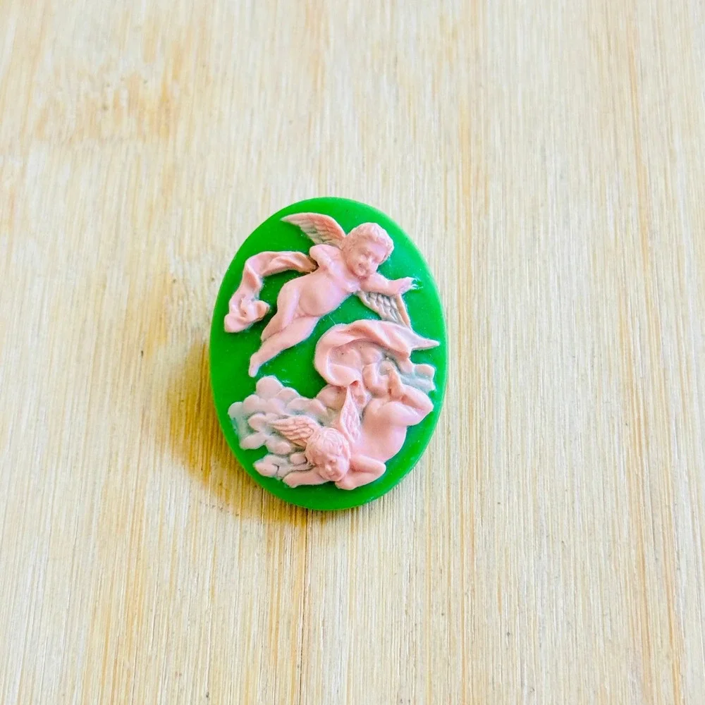 VTG Victorian Style Cherub Angels Brooch Pin Royal Adderley Floral England Rare